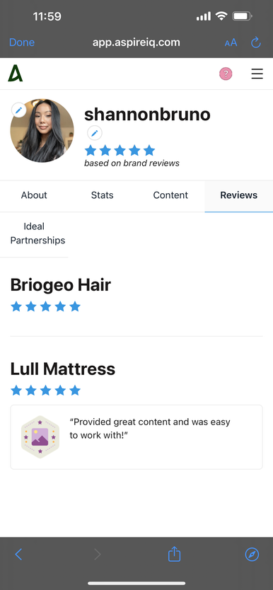 client review that has five stars on it